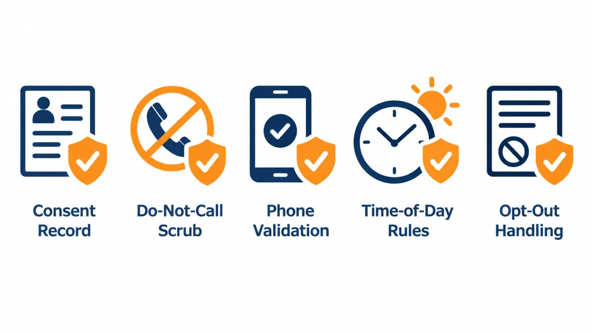 Checklist of compliance checks for working older leads with shield and checkmark icons