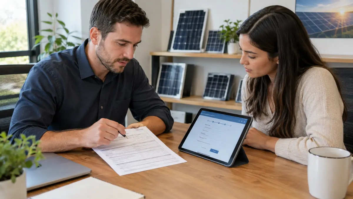 Close-up of a sales manager reviewing a printed consent record with highlighted timestamp and disclosure lines